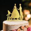 Lesbian Couple Silhouette Wedding Cake Topper Custom LGBTQ Cake Toppers Mrs And Mrs Lesbians Cake Topper Lesbian Bride And Bride Rustic Cake Toppers with Pit Bull Dog And Orange Cat Acrylic Gold view 1