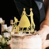 Lesbian Couple Silhouette Wedding Cake Topper Custom LGBTQ Cake Toppers Mrs And Mrs Lesbians Cake Topper Lesbian Bride And Bride Rustic Cake Toppers with Pit Bull Dog And Orange Cat Acrylic Gold view 2