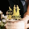 Mrs And Mrs Lesbians Cake Topper for Wedding Two Brides Rustic Cake Topper Two Women Silhouette Wedding Cake Topper with Rottweiler Dog Silhouette Custom LGBTQ Cake Toppers with Dog Acrylic Gold view 2