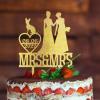 Mrs And Mrs Lesbians Cake Topper for Wedding Two Brides Rustic Cake Topper Two Women Silhouette Wedding Cake Topper with Rottweiler Dog Silhouette Custom LGBTQ Cake Toppers with Dog Acrylic Gold view 3