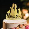 Bride And Bride Silhouette Wedding Cake Topper LGBT Hers Custom Cake Toppers Lesbian Bride And Bride Cake Toppers Mrs And Mrs Cake Topper for Wedding with Siberian Husky Dog Silhouette Acrylic Gold