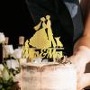 Lesbian Marriage Rustic Cake Topper Mrs And Mrs Wedding Cake Topper Two Brides Silhouette Wedding Cake Topper with French Bulldog And Chihuahua Dog Custom Same Sex Couple Toppers with Dog Acrylic Gold view 2