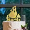 Lesbian Marriage Rustic Cake Topper Mrs And Mrs Wedding Cake Topper Two Brides Silhouette Wedding Cake Topper with French Bulldog And Chihuahua Dog Custom Same Sex Couple Toppers with Dog Acrylic Gold view 4