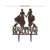 Lesbian Couple Silhouette Wedding Cake Topper Personalized Bride LGBT Toppers with Dog Lesbian Bride And Bride Cake Toppers for Wedding Mrs & Mrs Cake Topper with Pug Dog And Sphynx Cat Wood view 2