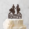 Lesbian Couple Silhouette Wedding Cake Topper Personalized Bride LGBT Toppers with Dog Lesbian Bride And Bride Cake Toppers for Wedding Mrs & Mrs Cake Topper with Pug Dog And Sphynx Cat Wood view 3