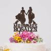 Lesbian Couple Silhouette Wedding Cake Topper Personalized Bride LGBT Toppers with Dog Lesbian Bride And Bride Cake Toppers for Wedding Mrs & Mrs Cake Topper with Pug Dog And Sphynx Cat Wood view 4