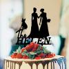 Bride Two Girl Silhouette Wedding Cake Topper with Sphynx Cat And English Bulldog Mrs And Mrs Lesbians Wedding Cake Topper Lesbian Bride And Bride Cake Toppers LGBTQ Custom Cake Toppers Black Acrylic
