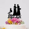Bride Two Girl Silhouette Wedding Cake Topper with Sphynx Cat And English Bulldog Mrs And Mrs Lesbians Wedding Cake Topper Lesbian Bride And Bride Cake Toppers LGBTQ Custom Cake Toppers Black Acrylic view 4
