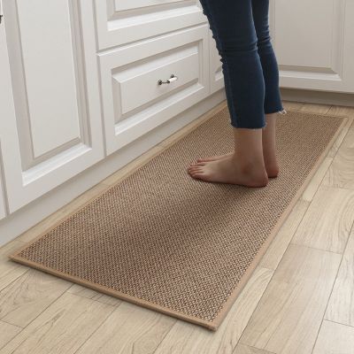 GAMUKAI Kitchen Rugs and Mats Set of 2 Non-Skid Natural Rubber Kitchen Mats for Floor Runner Rugs for Kitchen Floor Front of Sink, Hallway, Laundry Room (Beige, 17 x 30''+17 x 47'')