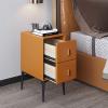Bedroom Nightstands Nightstands with 2 Drawer, Wood Bedside Tables Tall End Table Modern Style Furniture for Bedroom Living Room 19.6" H Beside Table for Living Room (Color : Orange) view 2