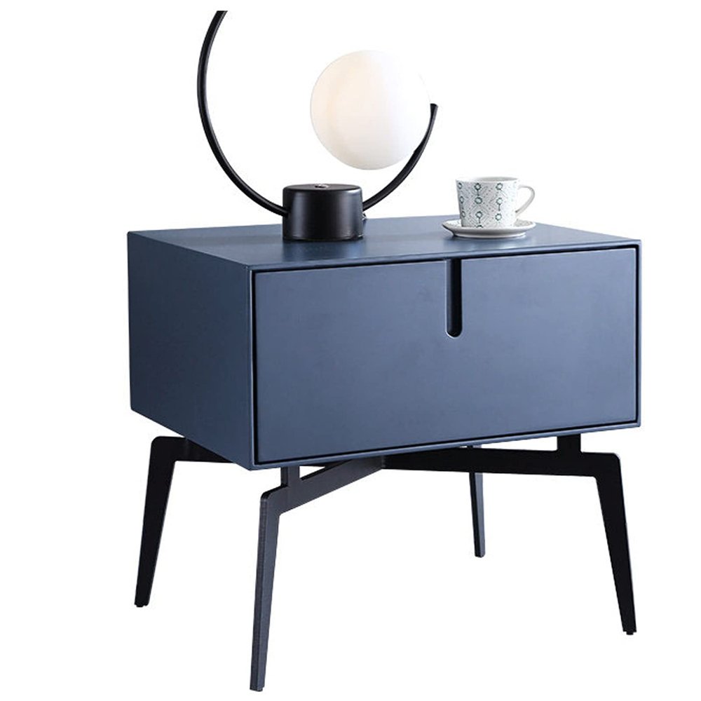 Bedroom Nightstands Bedroom Bedside Wood Single Drawer Tall End Table with Metal Legs Large Capacity Storage Cabinet Modern Style Furniture for Bedroom Living Room 19" H Beside Table for Living Room