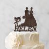 Lesbian Marriage Cake Topper Bride Mrs And Mrs Cake Topper for Wedding Lesbian Couple Silhouette Wedding Cake Topper with French Bulldog And Rottweiler Personalized LGBT Cake Decor with Dog Wood view 3