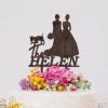 Lesbian Marriage Cake Topper Bride Mrs And Mrs Cake Topper for Wedding Lesbian Couple Silhouette Wedding Cake Topper with French Bulldog And Rottweiler Personalized LGBT Cake Decor with Dog Wood view 4