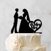 Bride Two Girl Silhouette Wedding Cake Topper Hers Custom Wedding Cake Decoration LGBT Silhouette Toppers Mrs And Mrs Lesbians Cake Topper for Wedding Bride And Bride Cake Toppers Black Acrylic view 3