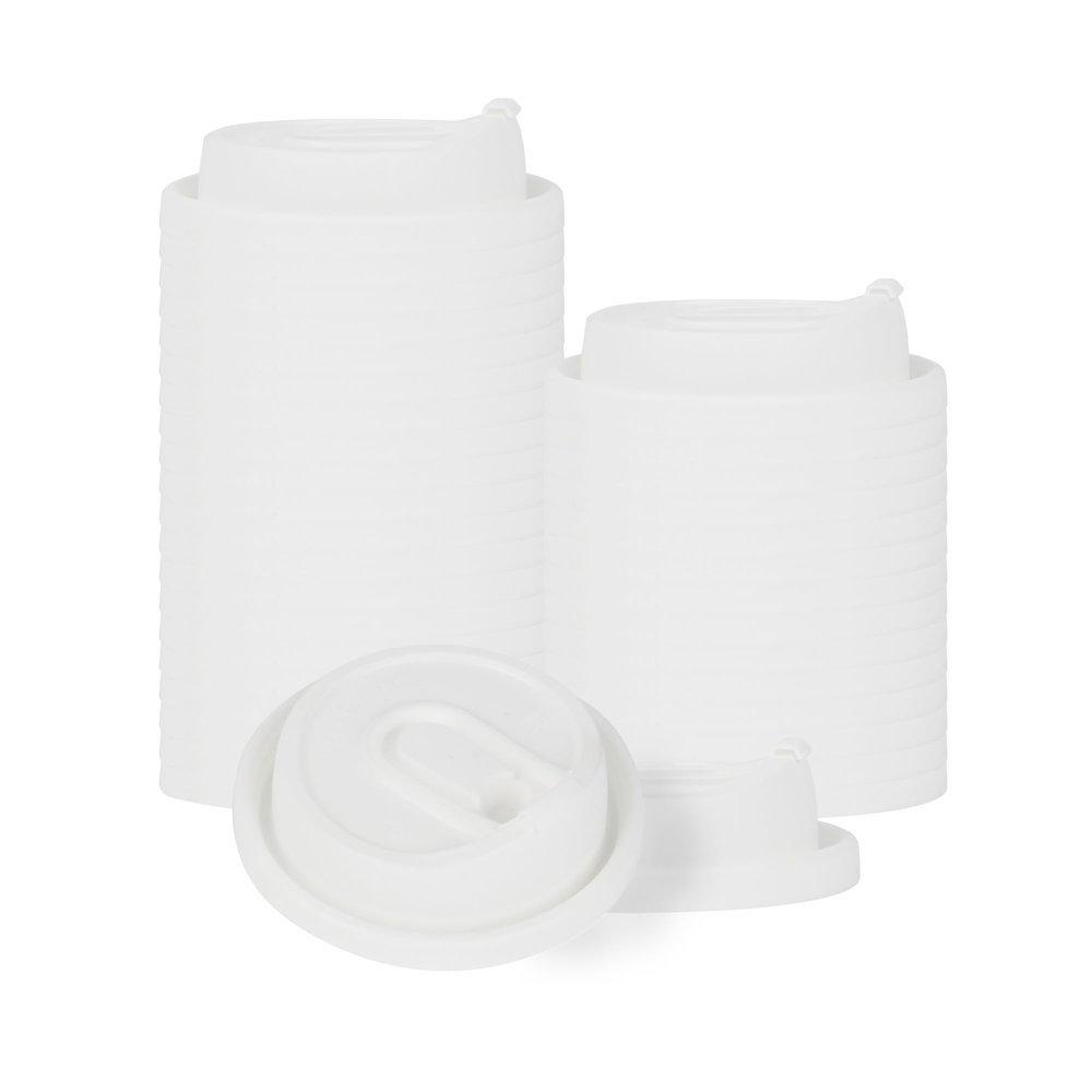Restaurantware LIDS ONLY: Restpresso Lids For 8 12 16 and 20-OZ Paper Coffee Cups 25 Detachable Plug Disposable Paper Cup Lids - Spout White Plastic Hot Cup Lids Cups Sold Separately