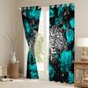 3D Cheetah Curtains Teal Rose Leopard Print Curtains & Drapes,Botanical Floral Blackout Curtains African Safari Animals Window Curtains Big Cat Wildlife Fur Hair Skin Wild Animal Room Decor 84"X84" view 4