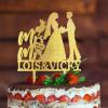 Bride And Bride Silhouette Wedding Cake Topper LGBTQ Custom Cake Toppers Mrs And Mrs Lesbians Wedding Cake Topper Same Sex Couple Cake Topper with Sphynx Cat And Yorkshire Terrier Acrylic Gold view 3