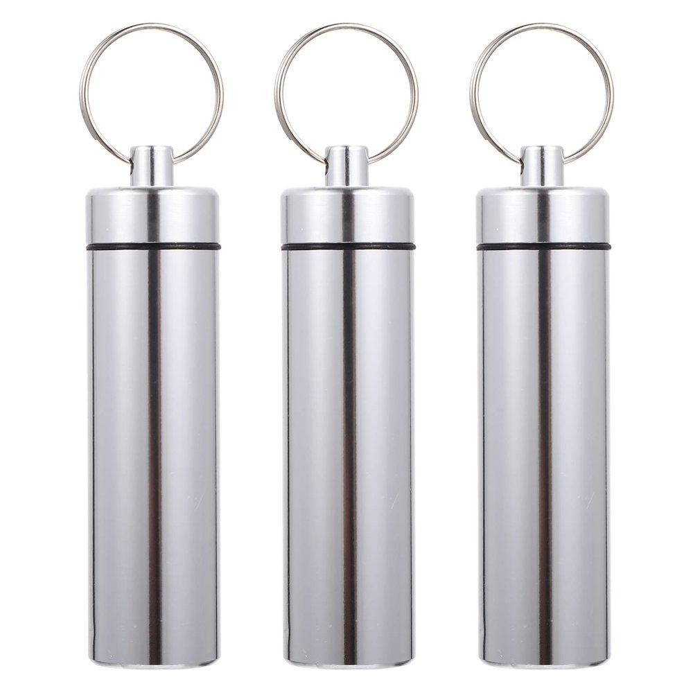 Homoyoyo 3pcs Aluminum Toothpick Holders Portable Cotton Swab Containers Keychain for Outdoor Travel and Daily Use
