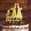 Lesbian Marriage Rustic Cake Topper Mrs And Mrs Wedding Cake Topper Bride And Bride Silhouette Wedding Cake Topper with Rottweiler And Chihuahua LGBT Hers Custom Cake Toppers Acrylic Gold view 3