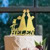 Lesbian Marriage Rustic Cake Topper Mrs And Mrs Wedding Cake Topper Bride And Bride Silhouette Wedding Cake Topper with Rottweiler And Chihuahua LGBT Hers Custom Cake Toppers Acrylic Gold view 4