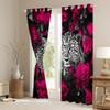 3D Cheetah Curtains & Drapes Pink Rose Leopard Print Curtains for Women Romantic Flowers Blackout Curtains African Safari Animals Window Curtains Animal Hide Spot Wild Safari Room Decor 104"X63" view 3