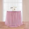 108in Dusty Rose Tulle Table Skirt for Rectangle Tables 6/4ft, 2-Layer Gold Grim Blush Pink Ruffle Tulle Tutu Cloth Table Skirt 9ft for Wedding Birthday Party Baby Shower Dessert(No Table Cover) view 3