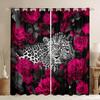 3D Cheetah Curtains Pink Rose Leopard Print Curtains & Drapes,Botanical Floral Blackout Curtains African Safari Animals Window Curtains Big Cat Wildlife Fur Hair Skin Wild Animal Room Decor 104"X90" view 1