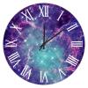 10-Inch Wall Clock Retro Clock Blue Turquoise Purple Star Nebula Space Galaxy Modern Round Wooden Clocks Silent Roman Numerals Farmhouse Wall Decor for Classroom Playroom Nursery Bedrooms Kids Room view 1