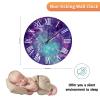 10-Inch Wall Clock Retro Clock Blue Turquoise Purple Star Nebula Space Galaxy Modern Round Wooden Clocks Silent Roman Numerals Farmhouse Wall Decor for Classroom Playroom Nursery Bedrooms Kids Room view 2