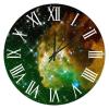 10-Inch Wall Clock Retro Clock Green Galaxy Abstract Sparkles Modern Round Wooden Clocks Silent Roman Numerals Farmhouse Wall Decor for Living Room Bedroom Dining Room Cafes, Housewarming Gift view 1