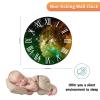 10-Inch Wall Clock Retro Clock Green Galaxy Abstract Sparkles Modern Round Wooden Clocks Silent Roman Numerals Farmhouse Wall Decor for Living Room Bedroom Dining Room Cafes, Housewarming Gift view 2
