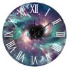 10-Inch Wall Clock Retro Clock Purple Blue Star Nebula Space Galaxy Modern Round Wooden Clocks Silent Roman Numerals Farmhouse Wall Decor for Kitchen Living Room Bedroom Office, Housewarming Gift view 1