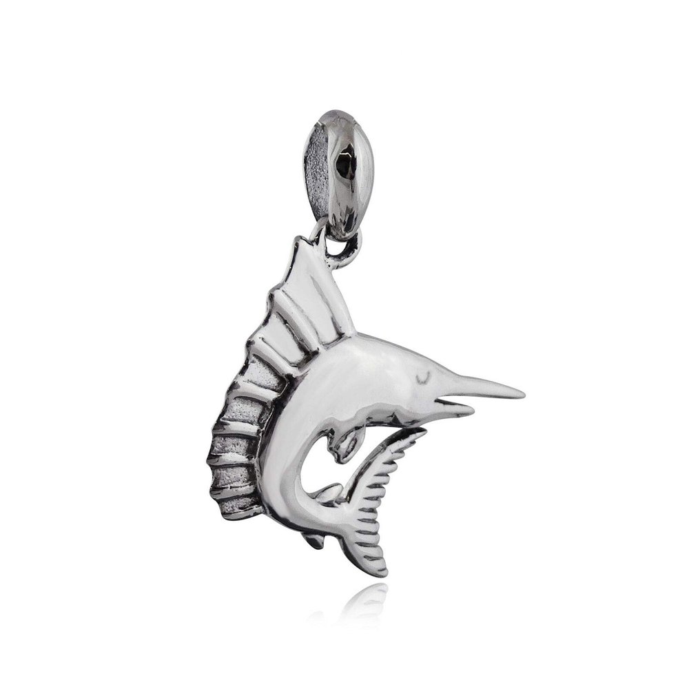 Marlin Pendant - 925 Sterling Silver - Fish Swordfish Sport Fishing New