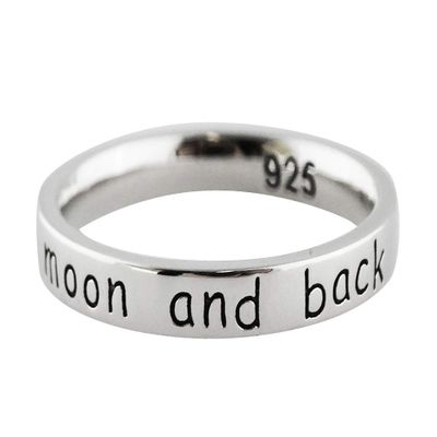 I Love You to The Moon and Back Ring - 925 Sterling Silver Sizes 5-10 Band New