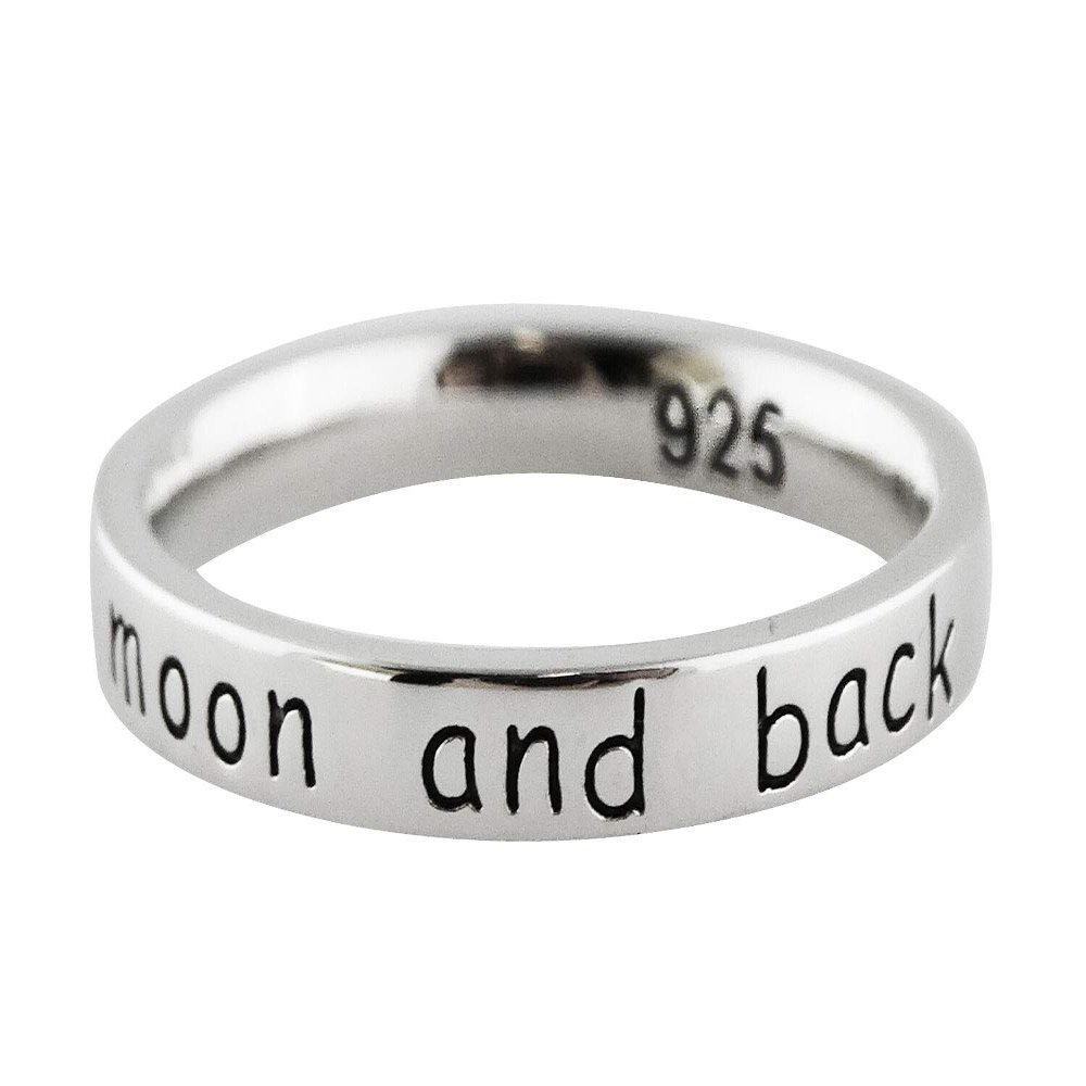 I Love You to The Moon and Back Ring - 925 Sterling Silver Sizes 5-10 Band New