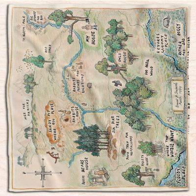 100 Acre Wood Map Jungle Blanket, Blankets Custom Bear Blanket, Cartoon Cute Flannel Fleece Throw Anime for Kids Teens Adults Warm Super Soft Cozy (Large (80x60))
