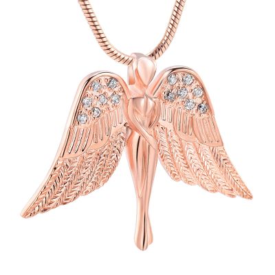 SHEIL Crystal Fairy Angel Wings Cremation Pendant Memorial Necklace Ash Holder Urn Funeral Gifts Keepsake Jewelry