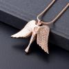 SHEIL Crystal Fairy Angel Wings Cremation Pendant Memorial Necklace Ash Holder Urn Funeral Gifts Keepsake Jewelry view 3