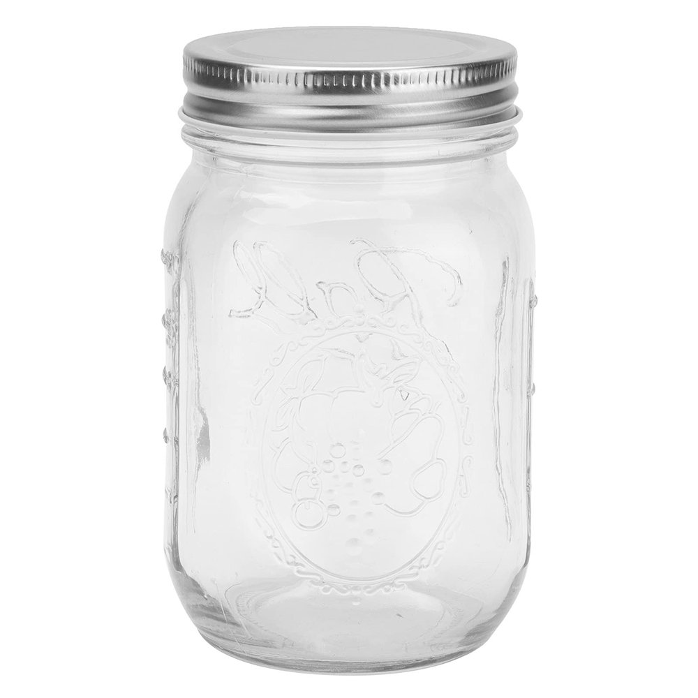 500ml Food Storage Jar Clear Glass Canning Transparent Honey Dispenser Jar with Sealed Lid for Honey Jam Dry Food Fruite Sauces, Honey Pot with Scale, Honey Pot with Scale, 500ml Food Storage Jar