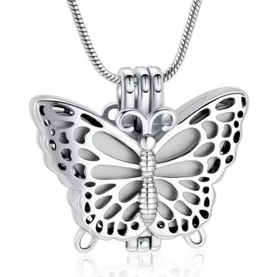 SHEIL Double Butterfly Urn Necklace for Ashes Pendant Pets Cremation Keepsake Necklace for Women Jewelry