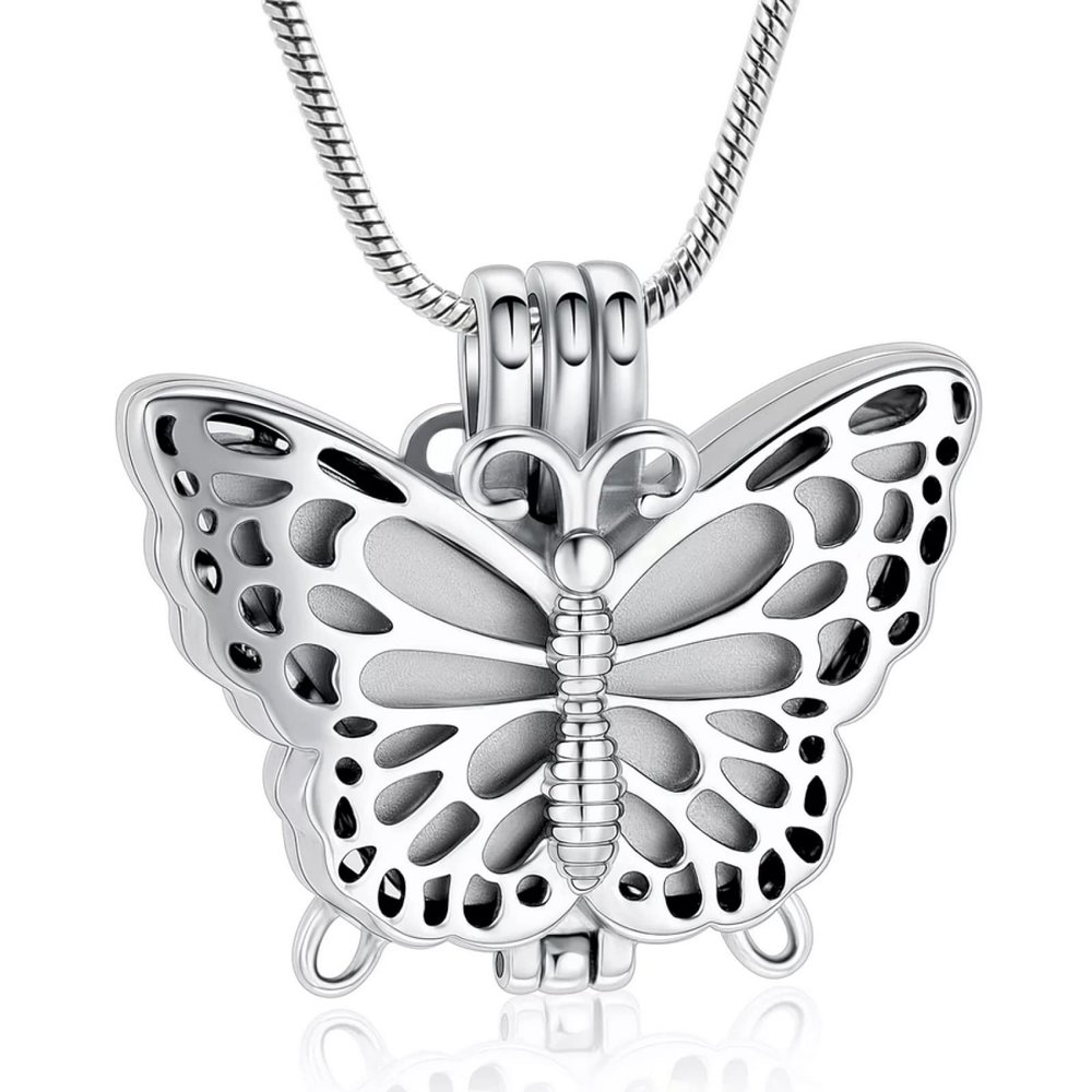 SHEIL Double Butterfly Urn Necklace for Ashes Pendant Pets Cremation Keepsake Necklace for Women Jewelry