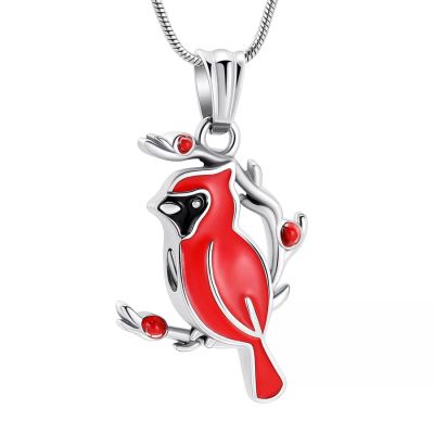 SHEIL Cute Happy Bird Magpie On Branch Cremation Pendant Memorial Pet/Human Necklace Ashes Holder Urn Funeral Keepsake Jewelry