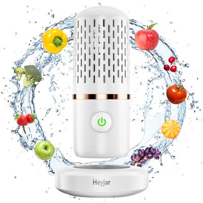 Heyjar Fruit and Vegetable Cleaner,Portable Wireless Food Purifier,Fruit Washing Machine with OH-ion Purification Technology for Cleaning Fruit,Vegetable,Rice,Tableware (White)