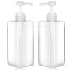 Pump Bottle Dispenser 22oz/650ml Jansburg 2Pack Refillable Square Plastic Lotion Dispenser Empty Lotion Pump Bottle for Essential Oil Lotion, Shampoo, Bathroom Travel Clear view 1