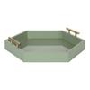Kate and Laurel Lipton Modern Hexagon Tray; 18 x 18; Sage Green with Gold Handles; Midcentury Decorative Serving Tray for Storage and Display in Living Room Decor Scheme view 1