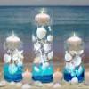 300 Floating White Seashells and a Few Mixed- Coral Reef- Pearls- Aqua Beads- Fills 4 Gallons for Your Vases- with Pre-Measured Prep Bag for Best Results! view 1