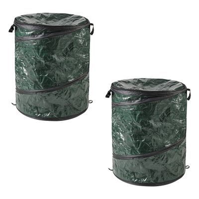 29.5-Gallon Pop up Outdoor Garbage Can Set - Set of 2 Collapsible Trash Cans for Parties, Yard Waste, or Laundry - Camping Accessories by Wakeman