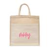 WEDDINGSTAR Personalized Medium Woven Jute Tote Bag With Pocket - Script Font view 1