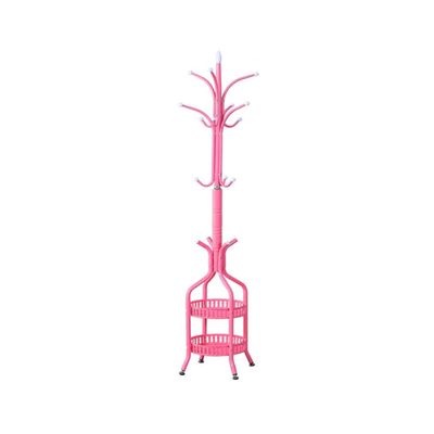 TOMYEUS Adjustable Garment Rack Floor-standing Coat Rack Modern Iron Art Metal Vertical Coat Shelf Bedroom Living Room Corridor Corner Heavy Coat Racks With Storage Basket Standing Hanger (Color : B)