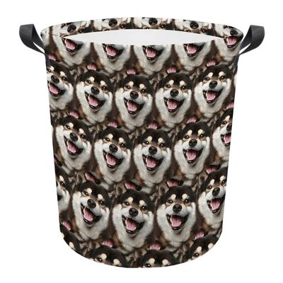 MALIHONG Dog Face Laundry Basket with Handle Funny Shiba Inu Puppy Mash Face Animal Laundry Hamper Waterproof Fabric Toy Box Clothes Storage Fodable Washing Bag for Bedroom Nursery
